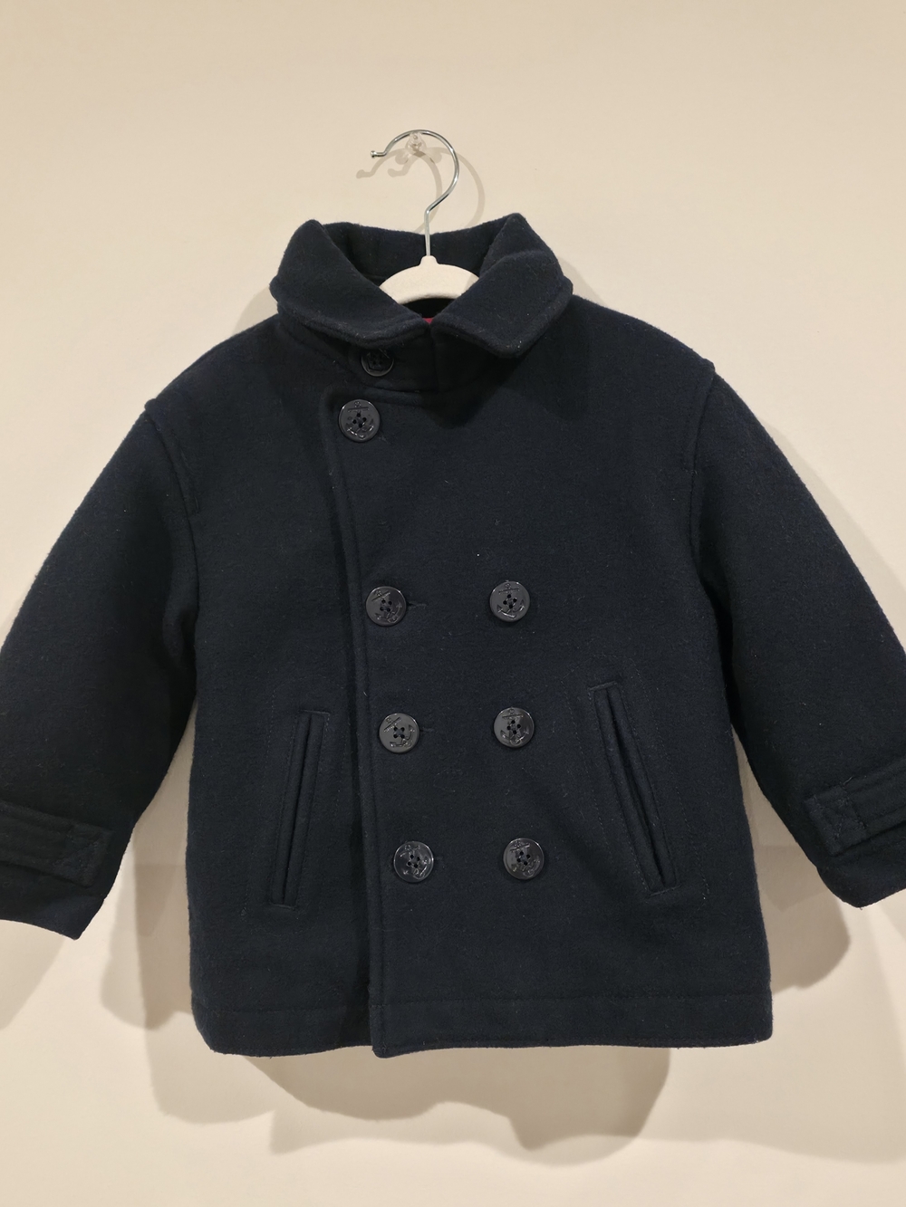 GAP Navy Wool-Blend Winter Coat with Quilted Lining Size 3T